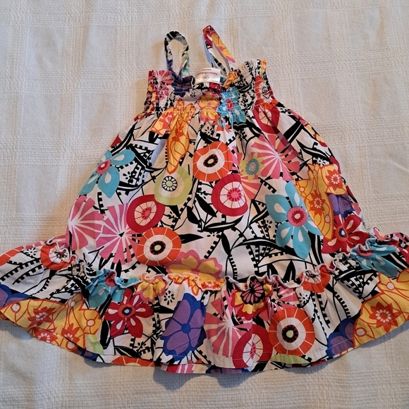 Hanna Andersson girls size 90 of 3T floral dress has stains but they blend in - Picture 5 of 5